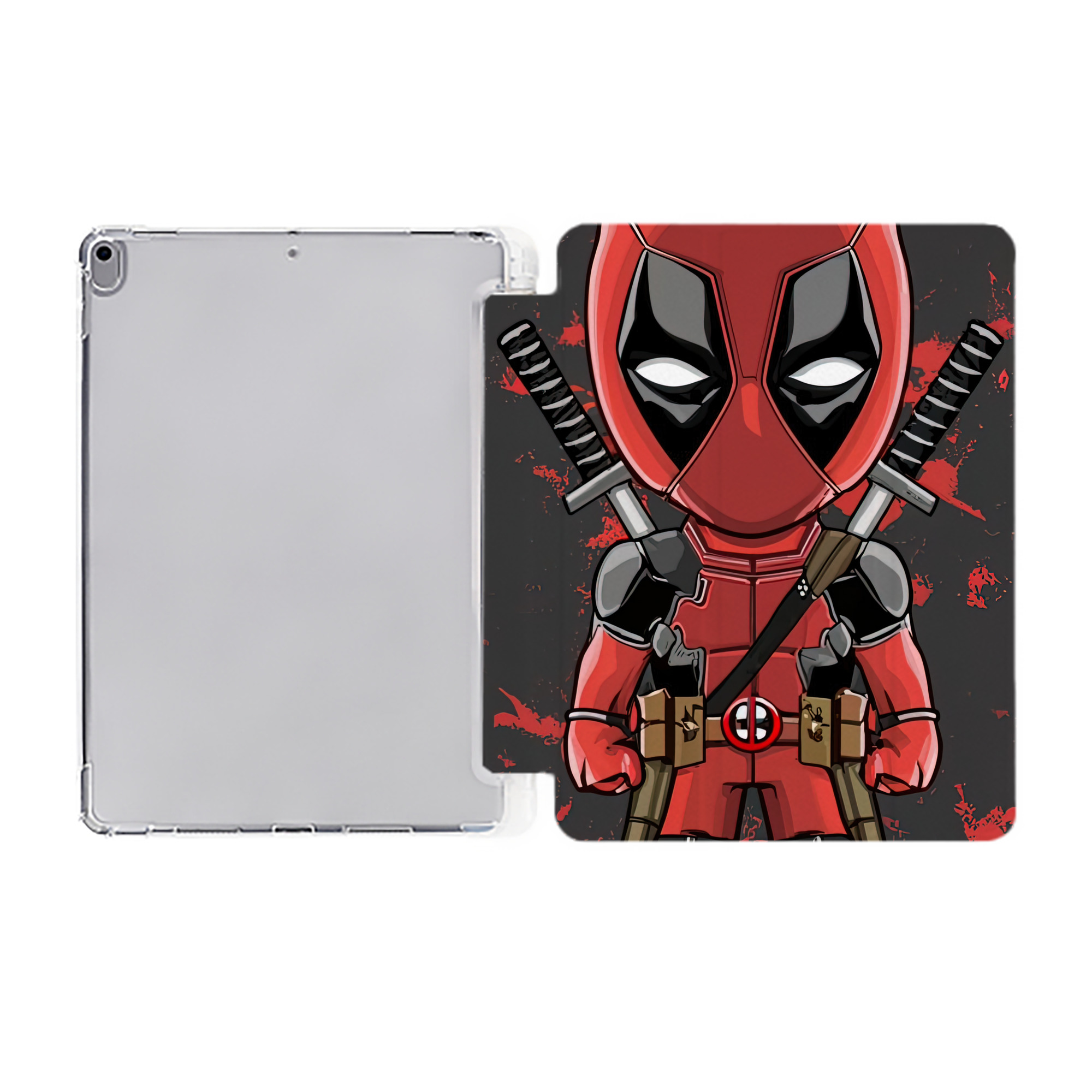 （画像用） Deadpool デッドプール IPad ケース ペン収納付き 三つ折りスタンド PUレザー×シリコン 対応機種9.5/10.5/10.9インチ